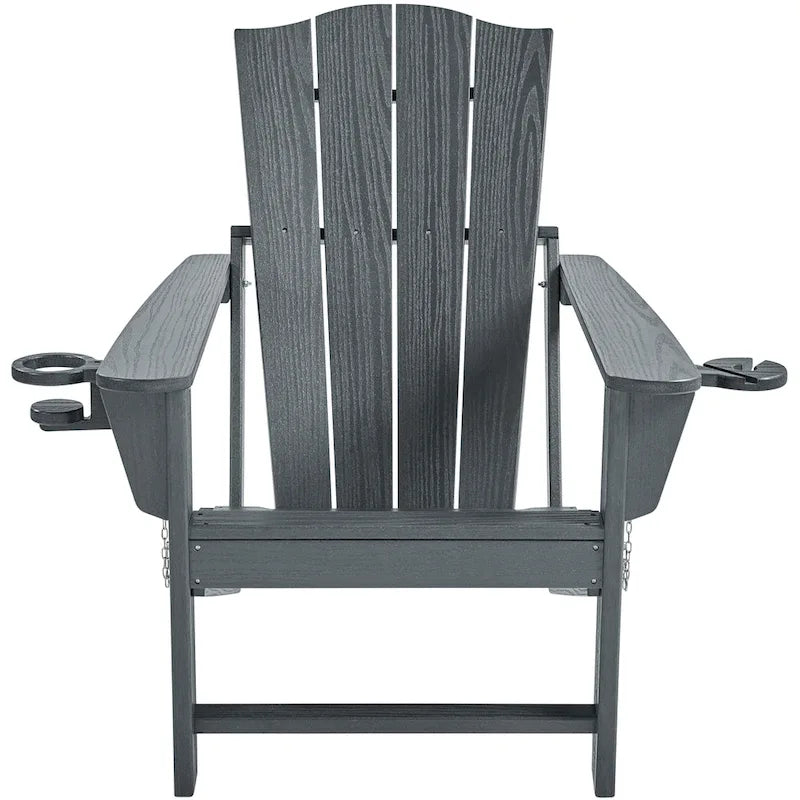 Yaheetech HDPE Adirondack Chair Outdoor Patio Folding Fire Pit Chair w/ Cup Holder
