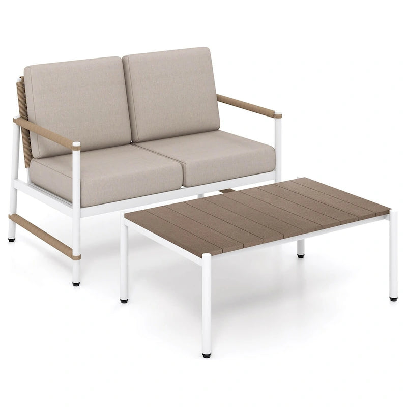 Costway 4/8 PCS Patio Furniture Set Patio Loveseat Sofa with a Coffee