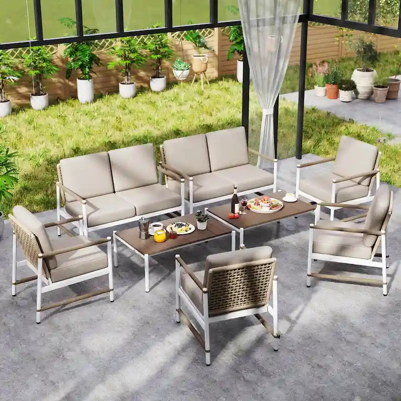 Costway 4/8 PCS Patio Furniture Set Patio Loveseat Sofa with a Coffee