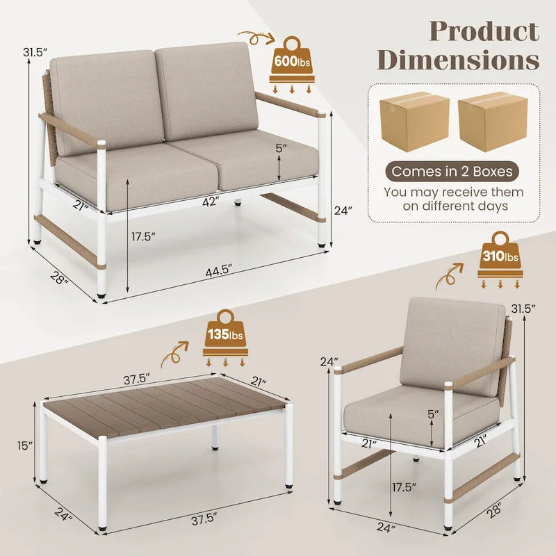 Costway 4/8 PCS Patio Furniture Set Patio Loveseat Sofa with a Coffee