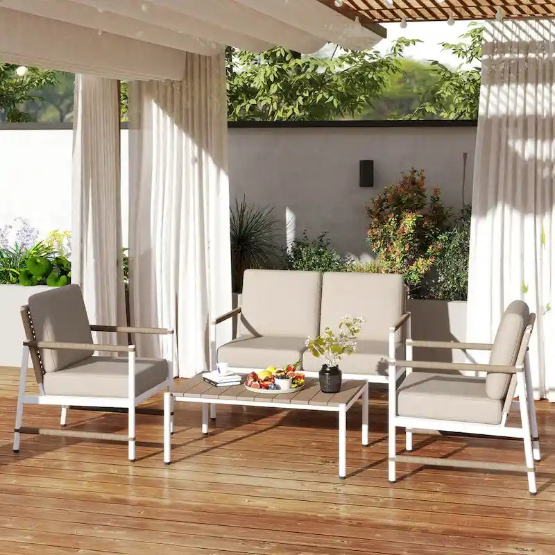 Costway 4/8 PCS Patio Furniture Set Patio Loveseat Sofa with a Coffee