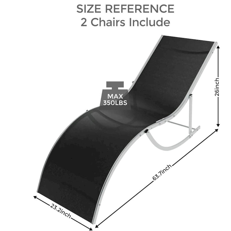 Outdoor Reclining Chaise Lounge Set of 2 for Deck, Garden - N/A