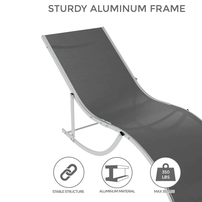 Outdoor Reclining Chaise Lounge Set of 2 for Deck, Garden - N/A