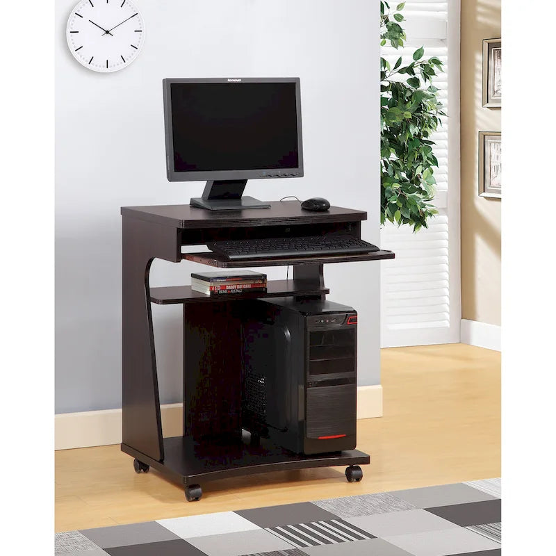 Kitchen Cart with Gliding Shelf and 2 Fixed Shelves – Espresso