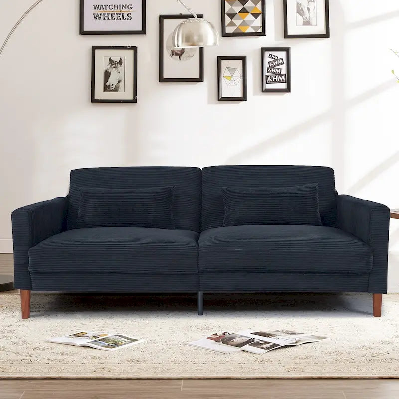 Corduroy 2-Seater Loveseat with Solid Wood Frame – Orange / Multi-color / Black / Beige / Grey