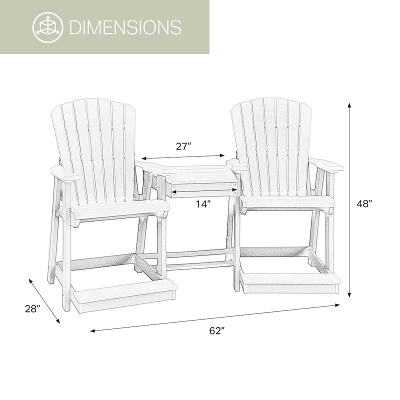 Counter Height Settee Table Combo