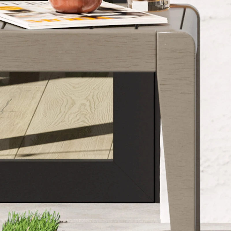 Homestyles Sustain Gray Wood Outdoor Lounge Armchair Pair and End Table