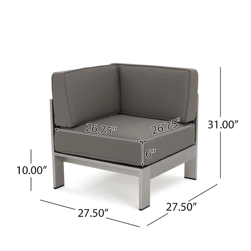 Cape Coral Outdoor 11 Seater Aluminum U-Shaped Sofa Sectional and Table Set by Christopher Knight Home