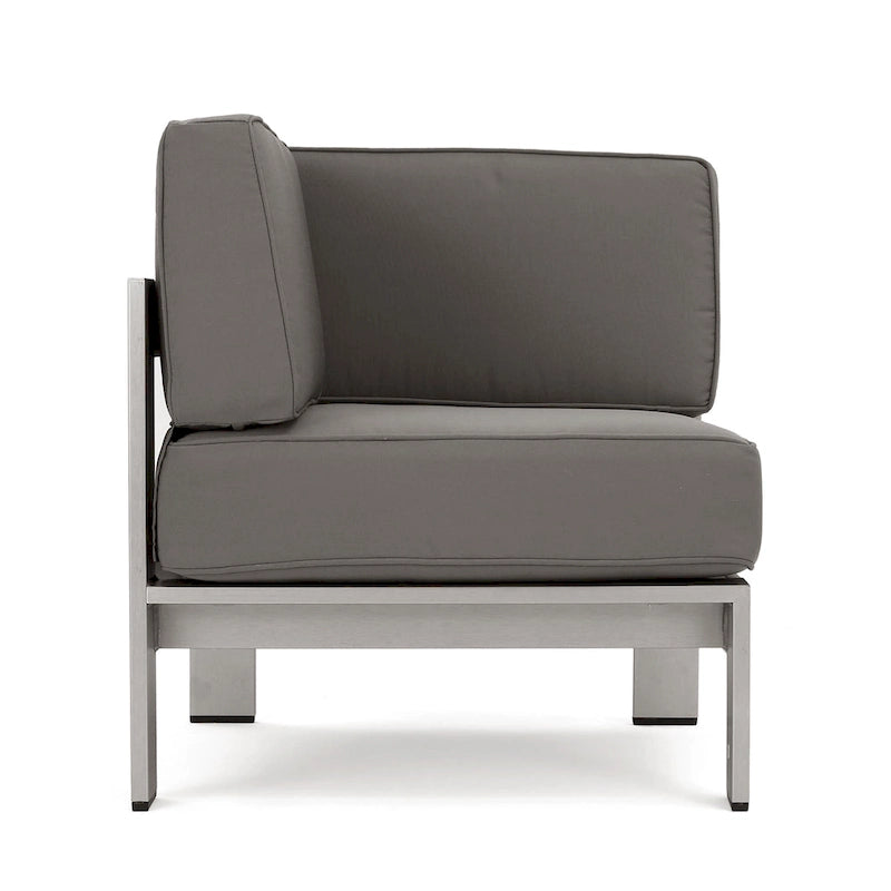 Cape Coral Outdoor 11 Seater Aluminum U-Shaped Sofa Sectional and Table Set by Christopher Knight Home