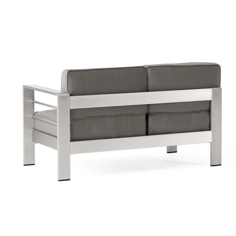 Cape Coral Outdoor 11 Seater Aluminum U-Shaped Sofa Sectional and Table Set by Christopher Knight Home