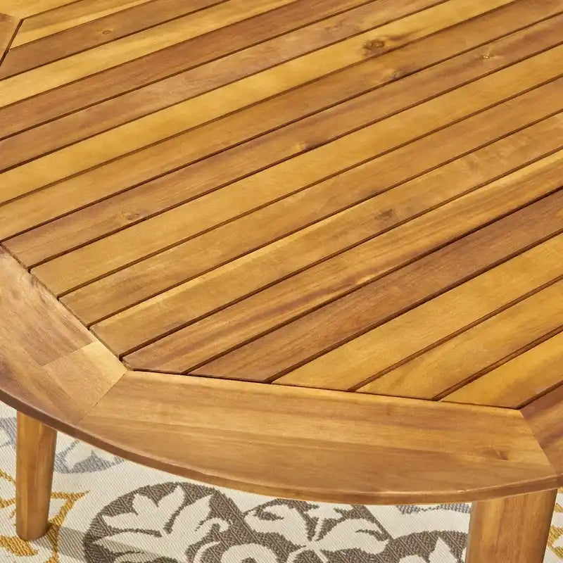 Elderon Outdoor 7 Piece Acacia Wood Dining Set with Stacking Wicker Chairs by Christopher Knight Home