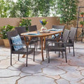 Jasper Outdoor 7 Piece Acacia Wood and Wicker Dining Set by Christopher Knight Home