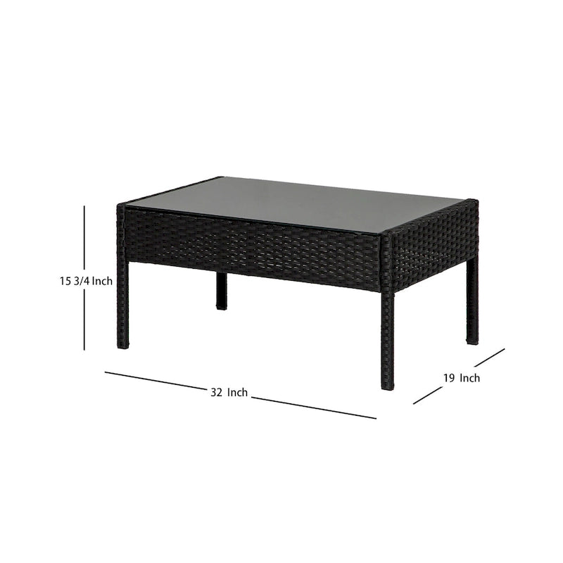 Sonoma 4 Piece Wicker all-weather Conversation Set with Cushions & Coffee Table