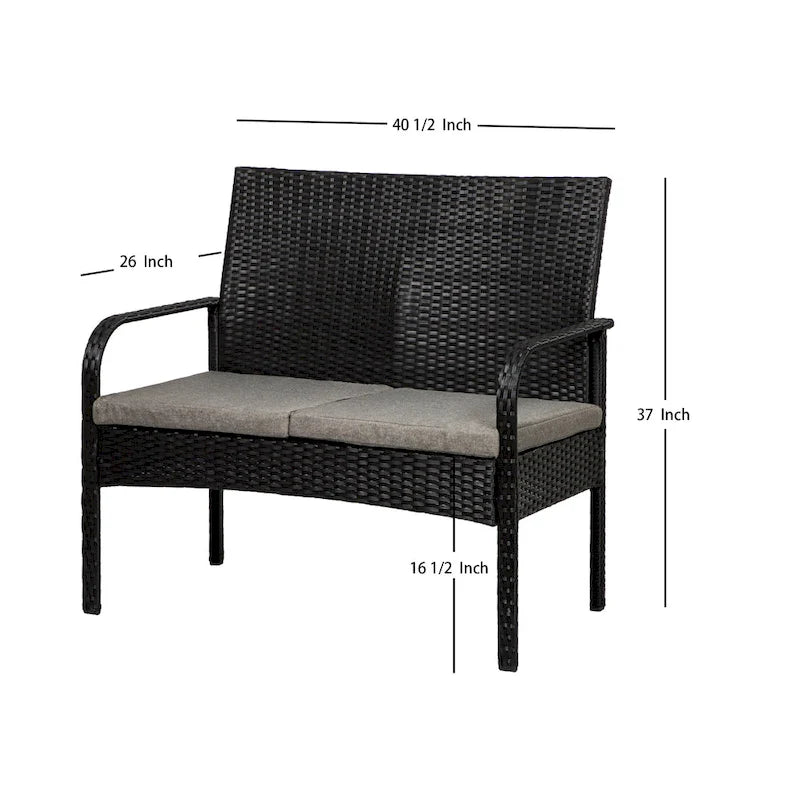 Sonoma 4 Piece Wicker all-weather Conversation Set with Cushions & Coffee Table