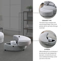 Fabric Swivel Barrel Chair with Storage Ottoman – Light Grey / Beige, Single Seat