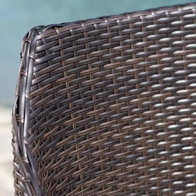Iona Outdoor 3-Piece Round Wicker Chat Set with Cushions by Christopher Knight Home