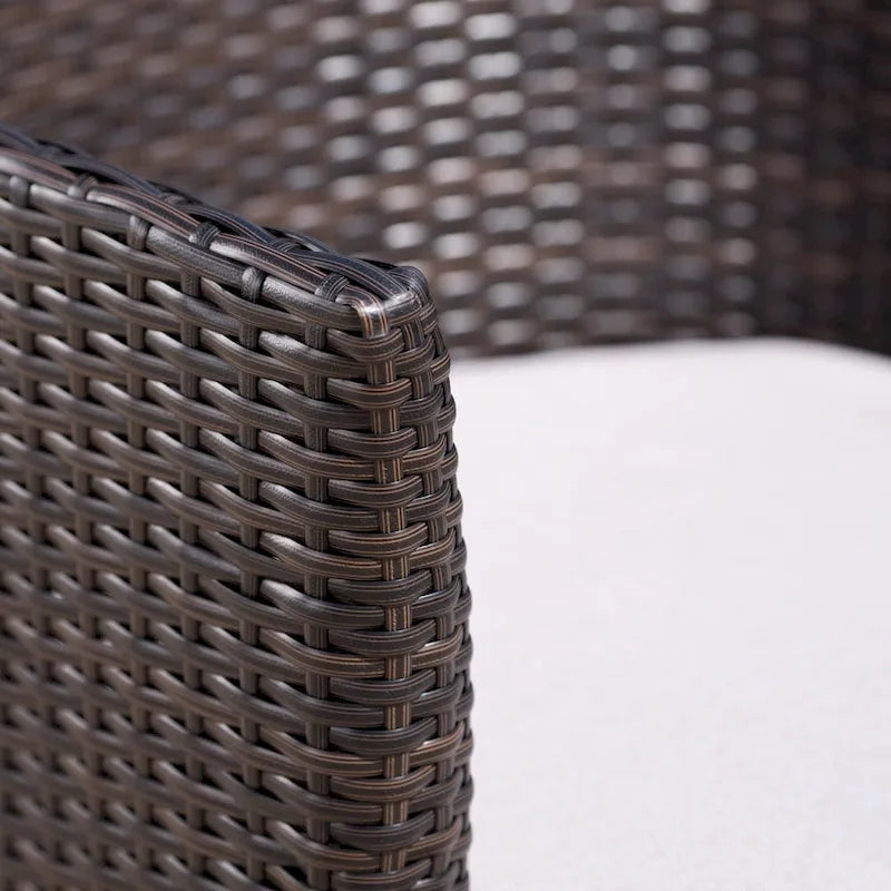 Iona Outdoor 3-Piece Round Wicker Chat Set with Cushions by Christopher Knight Home