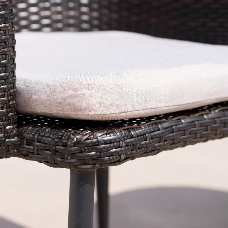 Iona Outdoor 3-Piece Round Wicker Chat Set with Cushions by Christopher Knight Home