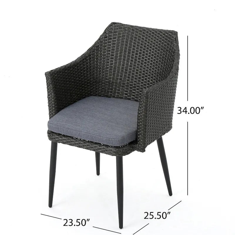 Iona Outdoor 3-Piece Round Wicker Chat Set with Cushions by Christopher Knight Home