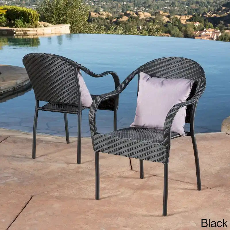 Sunset Outdoor Tight-weave Wicker Chair (Set of 2) by Christopher Knight Home