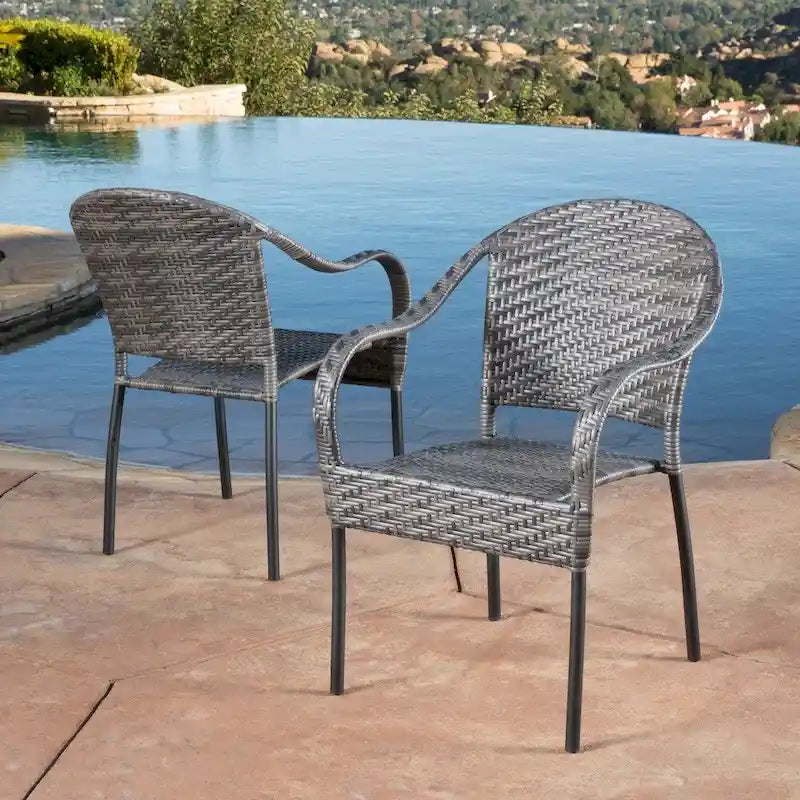 Sunset Outdoor Tight-weave Wicker Chair (Set of 2) by Christopher Knight Home