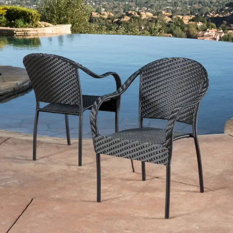 Sunset Outdoor Tight-weave Wicker Chair (Set of 2) by Christopher Knight Home