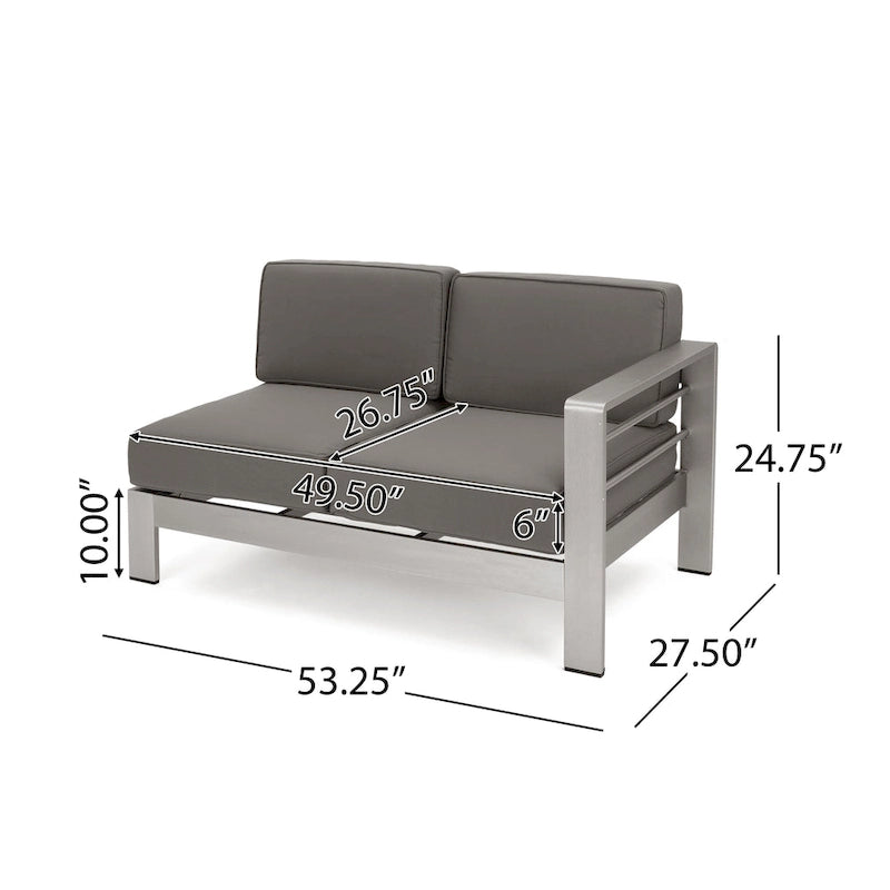 Cape Coral Outdoor 11 Seater Aluminum U-Shaped Sofa Sectional and Ottoman Set by Christopher Knight Home