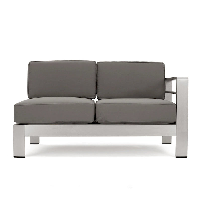 Cape Coral Outdoor 11 Seater Aluminum U-Shaped Sofa Sectional and Ottoman Set by Christopher Knight Home