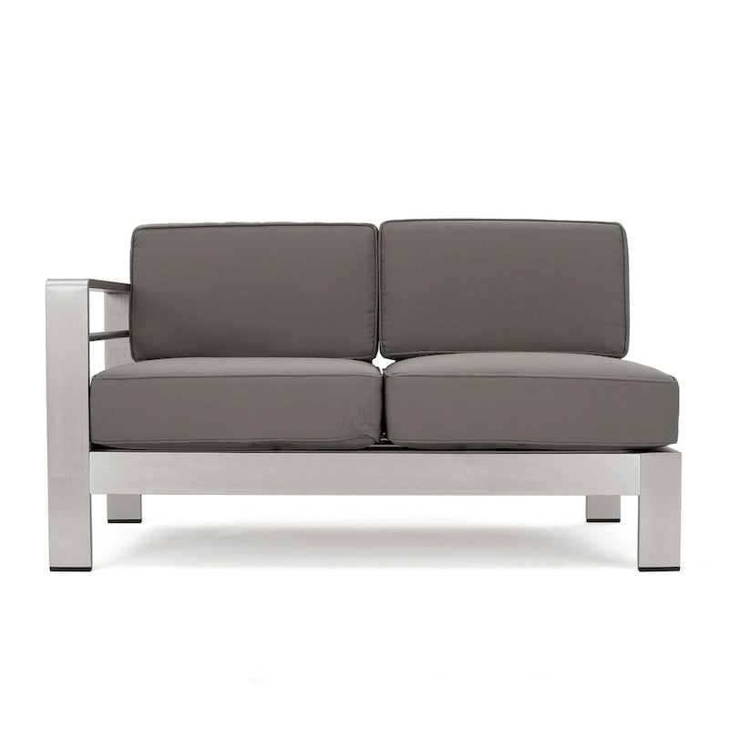 Cape Coral Outdoor 11 Seater Aluminum U-Shaped Sofa Sectional and Ottoman Set by Christopher Knight Home