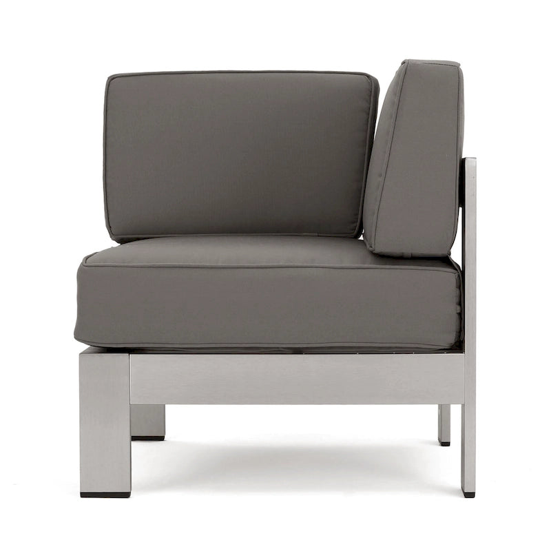 Cape Coral Outdoor 11 Seater Aluminum U-Shaped Sofa Sectional and Ottoman Set by Christopher Knight Home