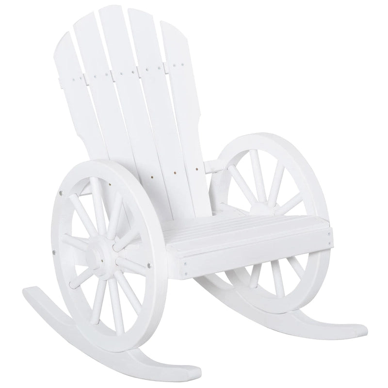 Outsunny Adirondack Rocking Chair with Slatted Design and Oversize Back for Porch, Poolside, or Garden Lounging