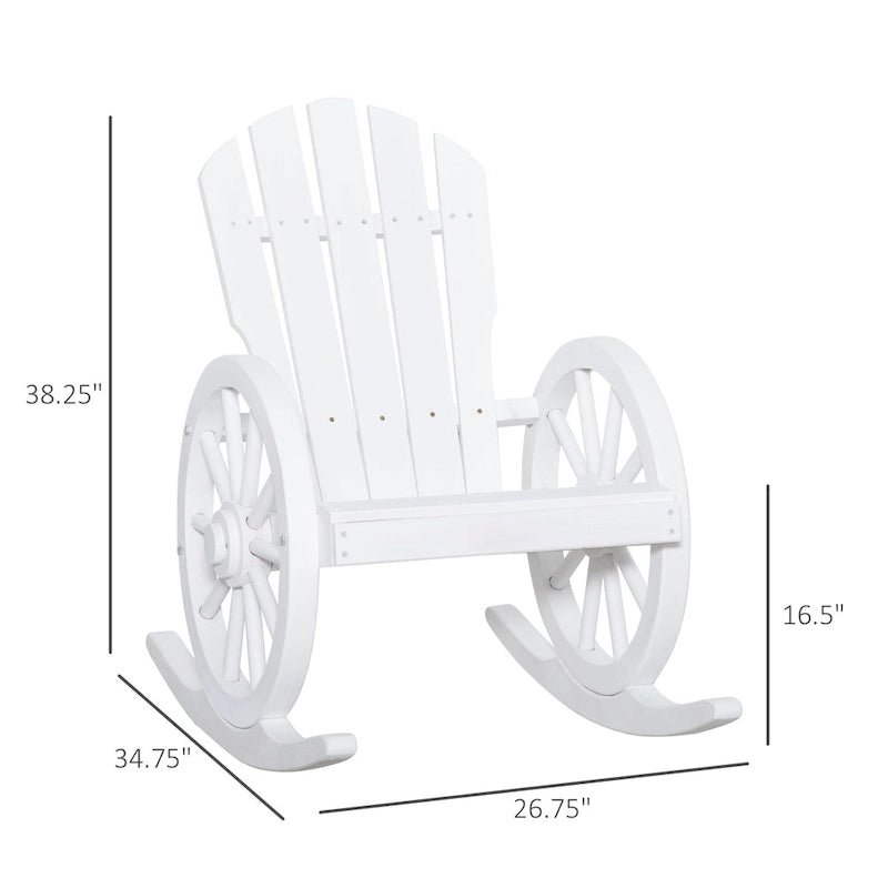 Outsunny Adirondack Rocking Chair with Slatted Design and Oversize Back for Porch, Poolside, or Garden Lounging