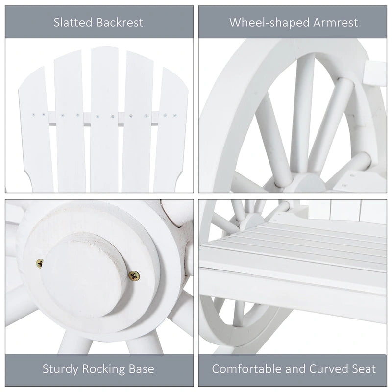 Outsunny Adirondack Rocking Chair with Slatted Design and Oversize Back for Porch, Poolside, or Garden Lounging