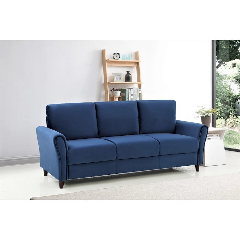 Velvet Sofa with Sloped Arms – Rose / Grey / Ivory / Dark Blue, 3-Seat