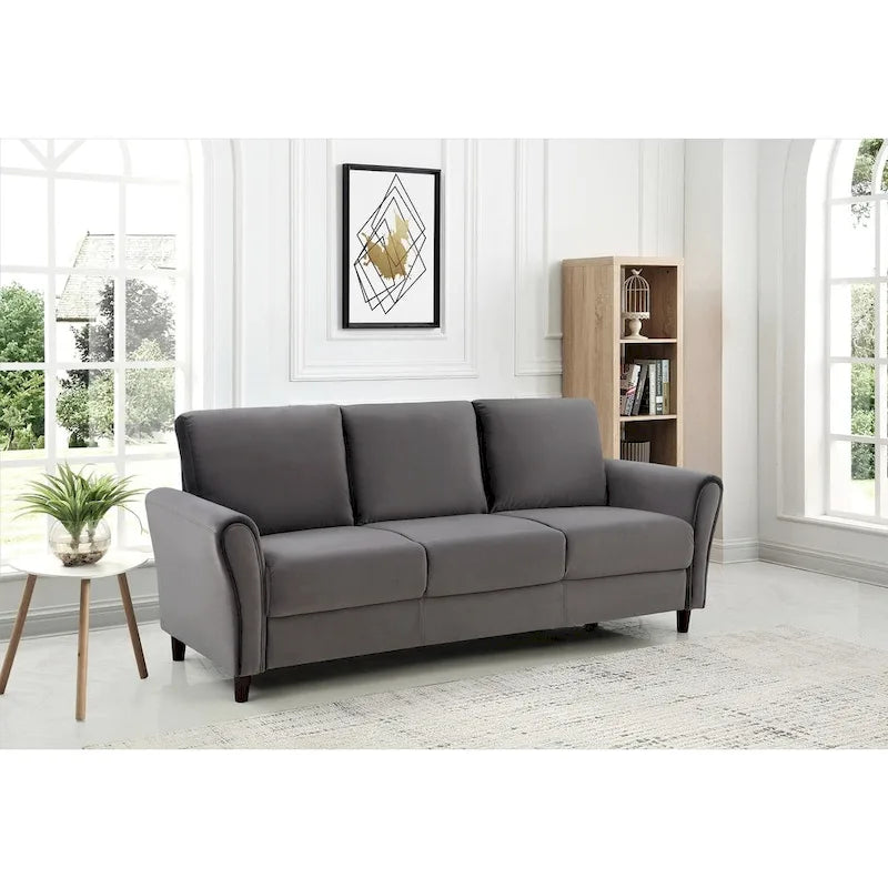 Velvet Sofa with Sloped Arms – Rose / Grey / Ivory / Dark Blue, 3-Seat
