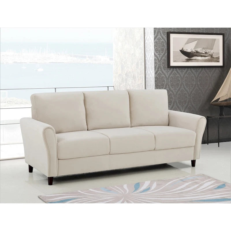 Velvet Sofa with Sloped Arms – Rose / Grey / Ivory / Dark Blue, 3-Seat