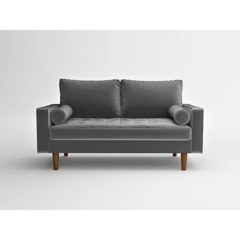 Faux Leather Mid-Century Loveseat – 2-Seat, Multiple Colors