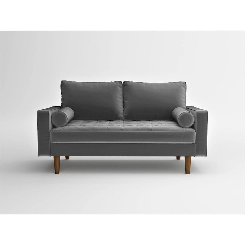 Faux Leather Mid-Century Loveseat – 2-Seat, Multiple Colors