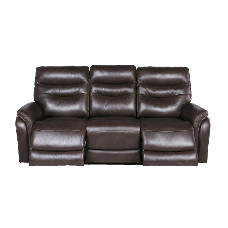 Top Grain Leather Power Reclining Sofa – Brown / Red, 3-Seat