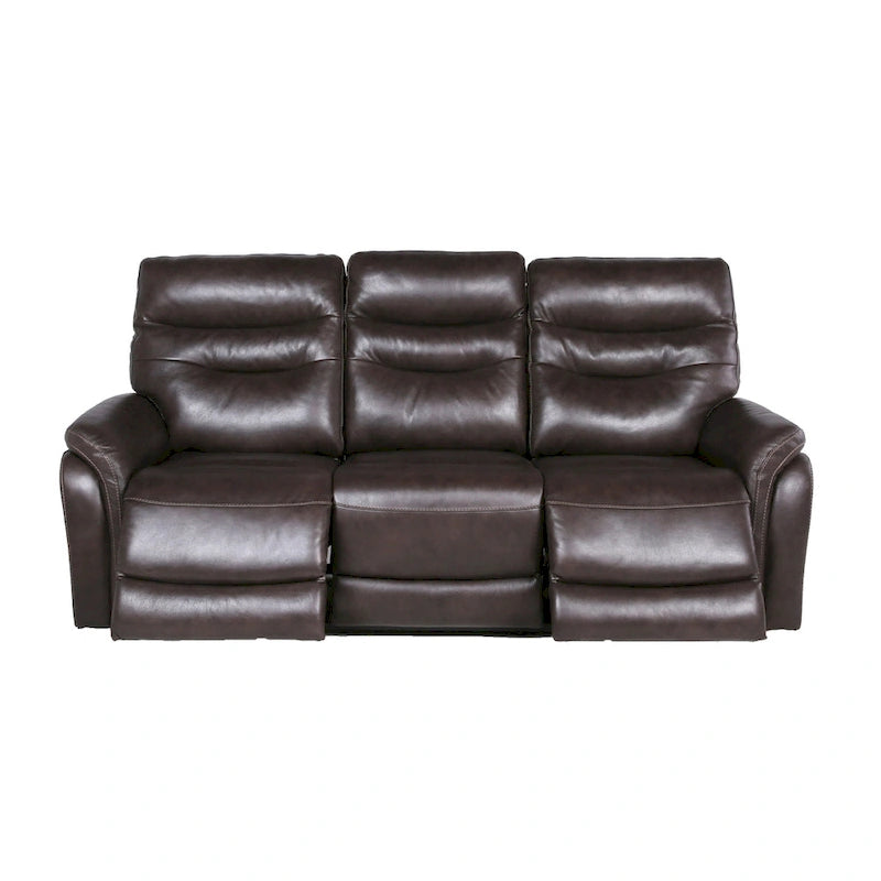 Top Grain Leather Power Reclining Sofa – Brown / Red, 3-Seat