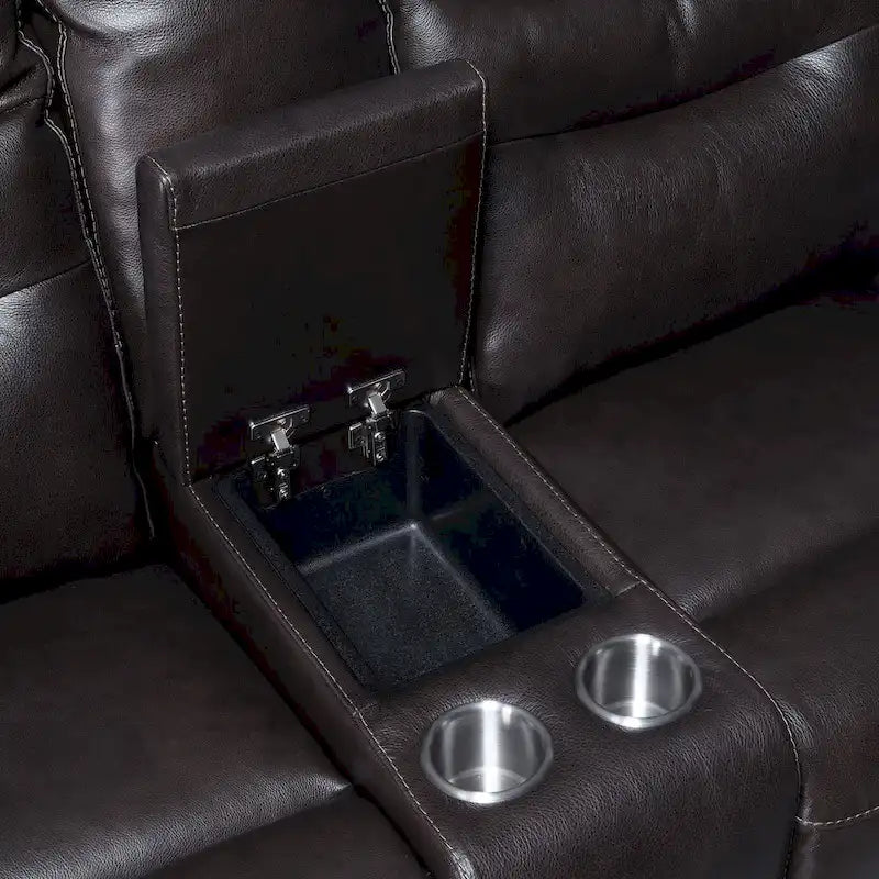 Top Grain Leather Power Reclining Sofa – Brown / Red, 3-Seat