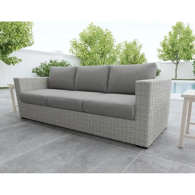 Bogra Rattan Outdoor Wicker Sofa, Gray