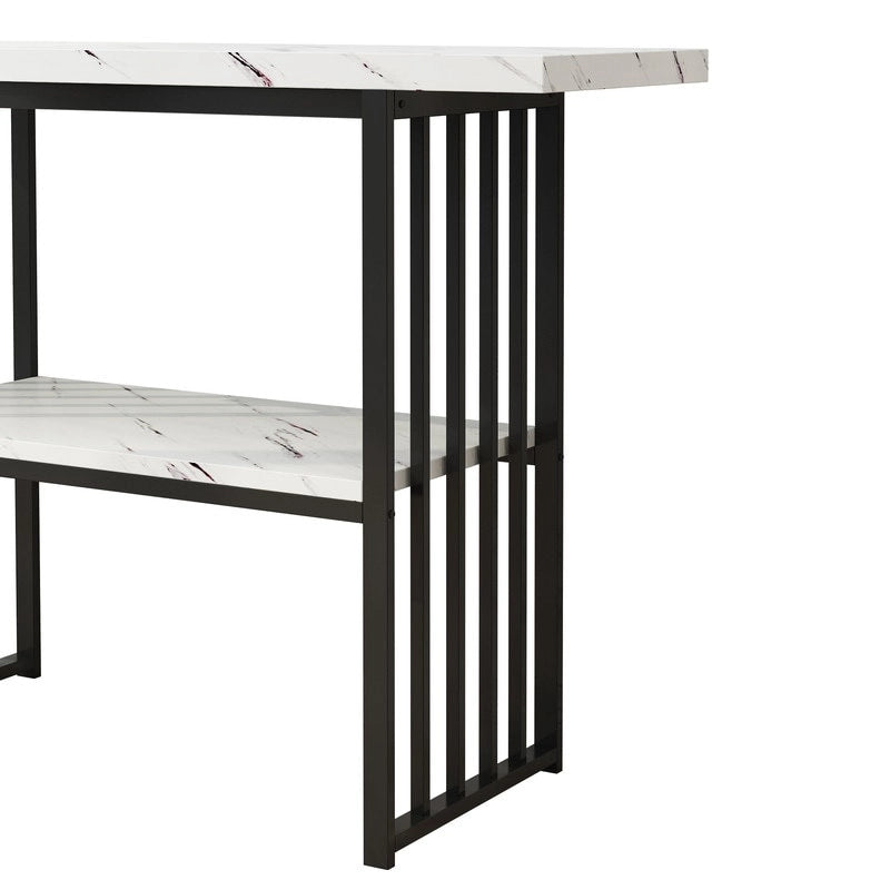 Narrow Console Table with Geometric Metal Legs – Gold / Black