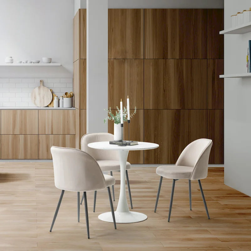 Blue / Teal / Beige Velvet Upholstered Dining Chair – Single Seat