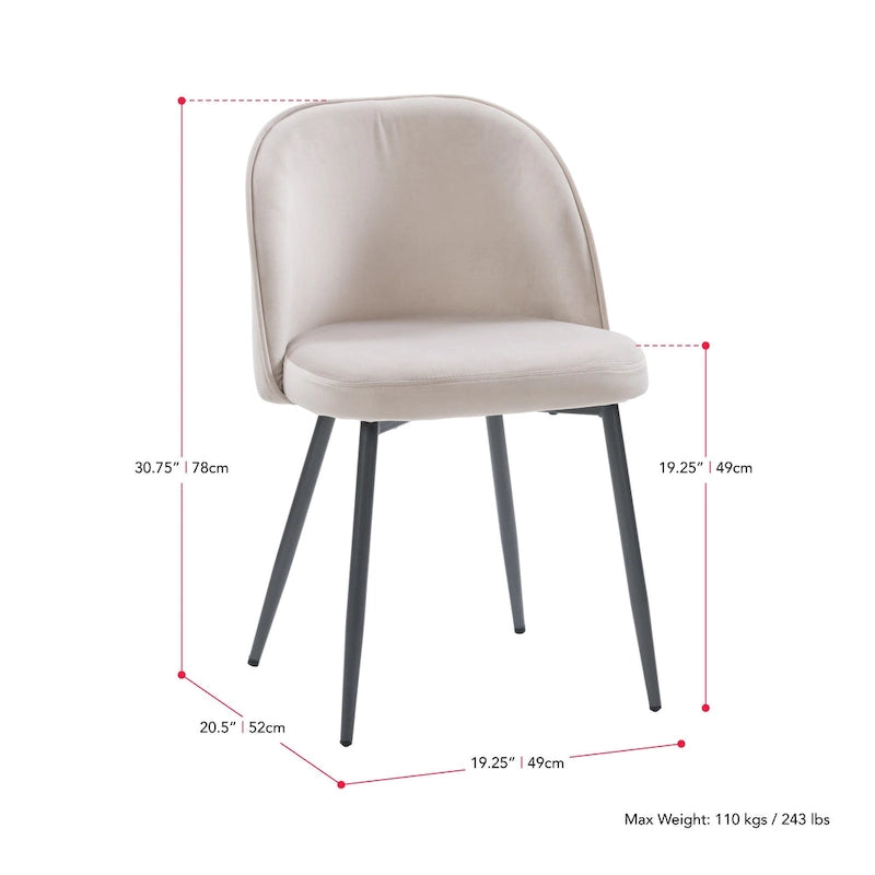 Blue / Teal / Beige Velvet Upholstered Dining Chair – Single Seat