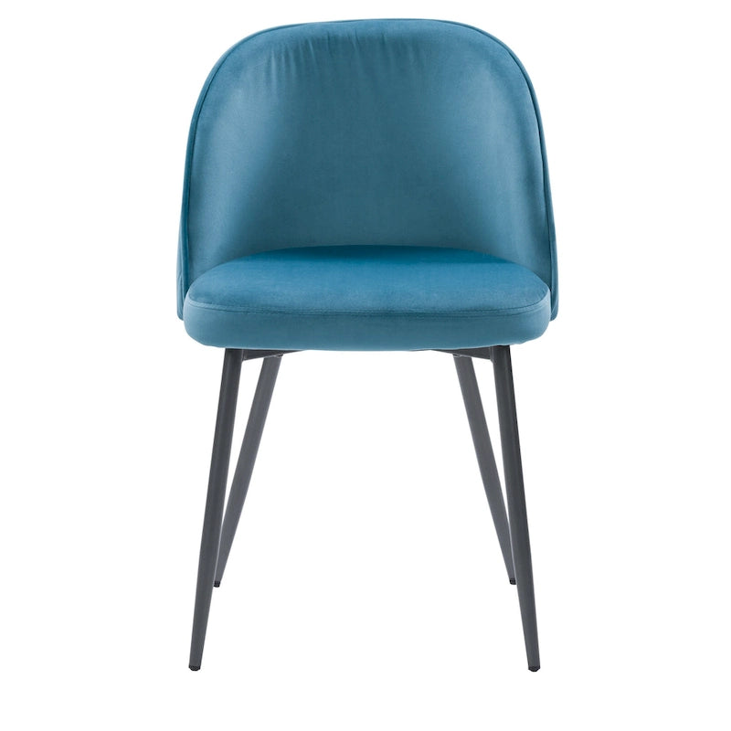 Blue / Teal / Beige Velvet Upholstered Dining Chair – Single Seat