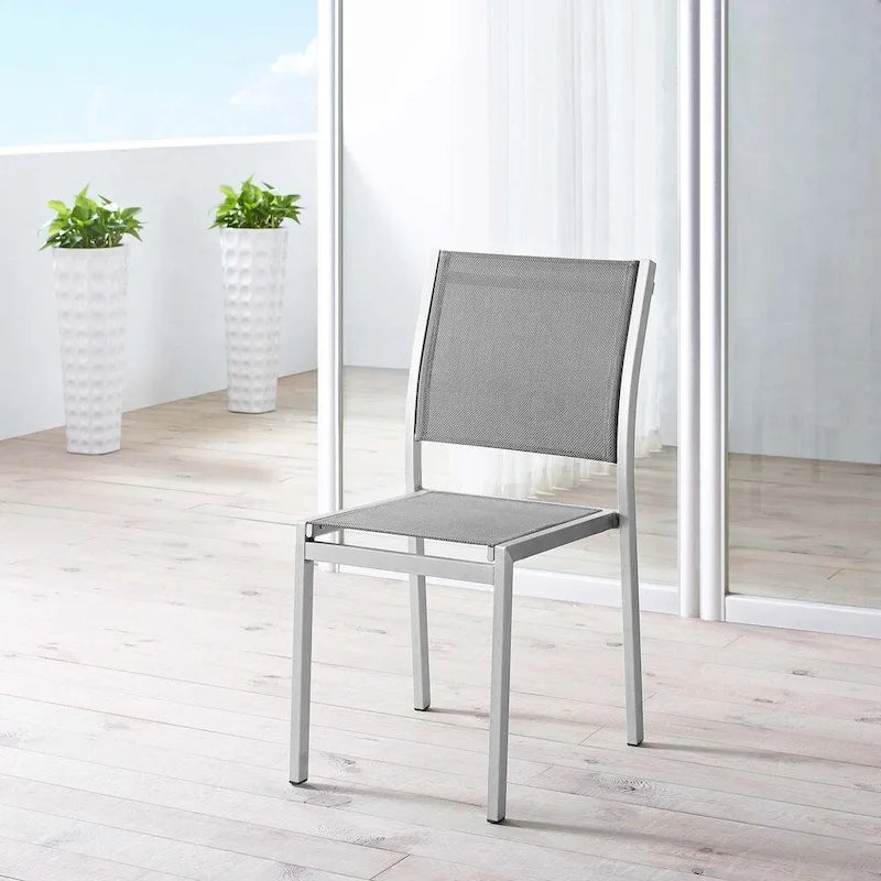 Modway Shore Aluminum Mesh Outdoor Patio Dining Accent Side Chair