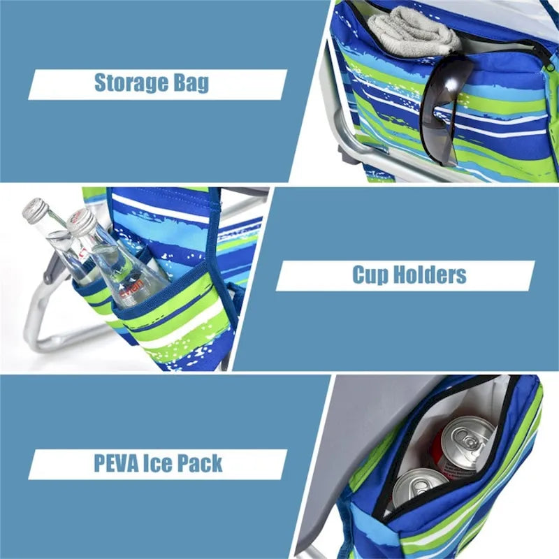 Adjustable Backrest Folding Beach Chair with Pillow