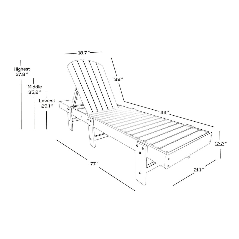 Polytrends Altura Armless Poly Eco-Friendly All Weather Reclining Chaise Lounge (Set of 2)