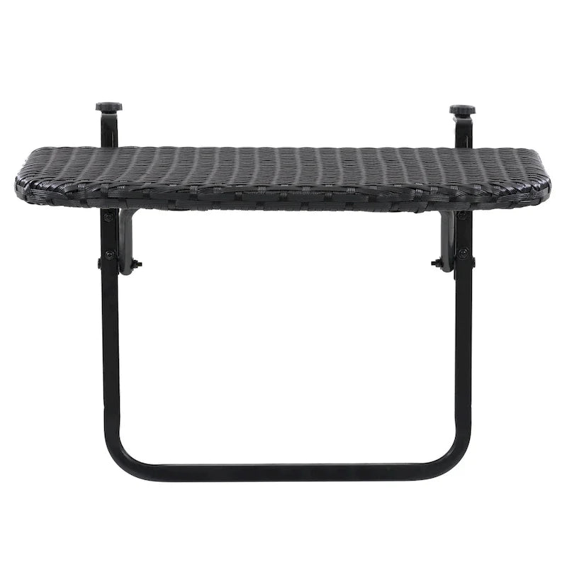 CorLiving Parksville Black Rattan Foldable Balcony Table